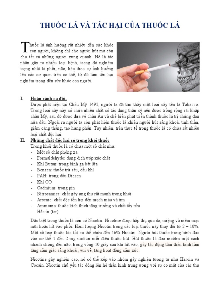 Thuốc lá gây hại cho sức khỏe như thế nào?
